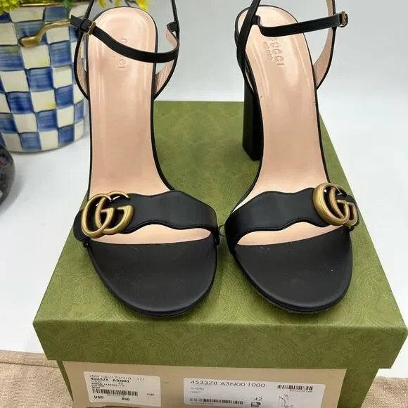 Women's Gucci GG Marmont, Block , heel strap sandals,105 cm size 42made Italy